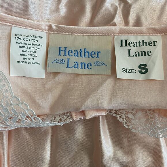Vintage Heather Lane Nightgown Womens Small Satin Lace Long Sleeve 80s Retro - Picture 6 of 6